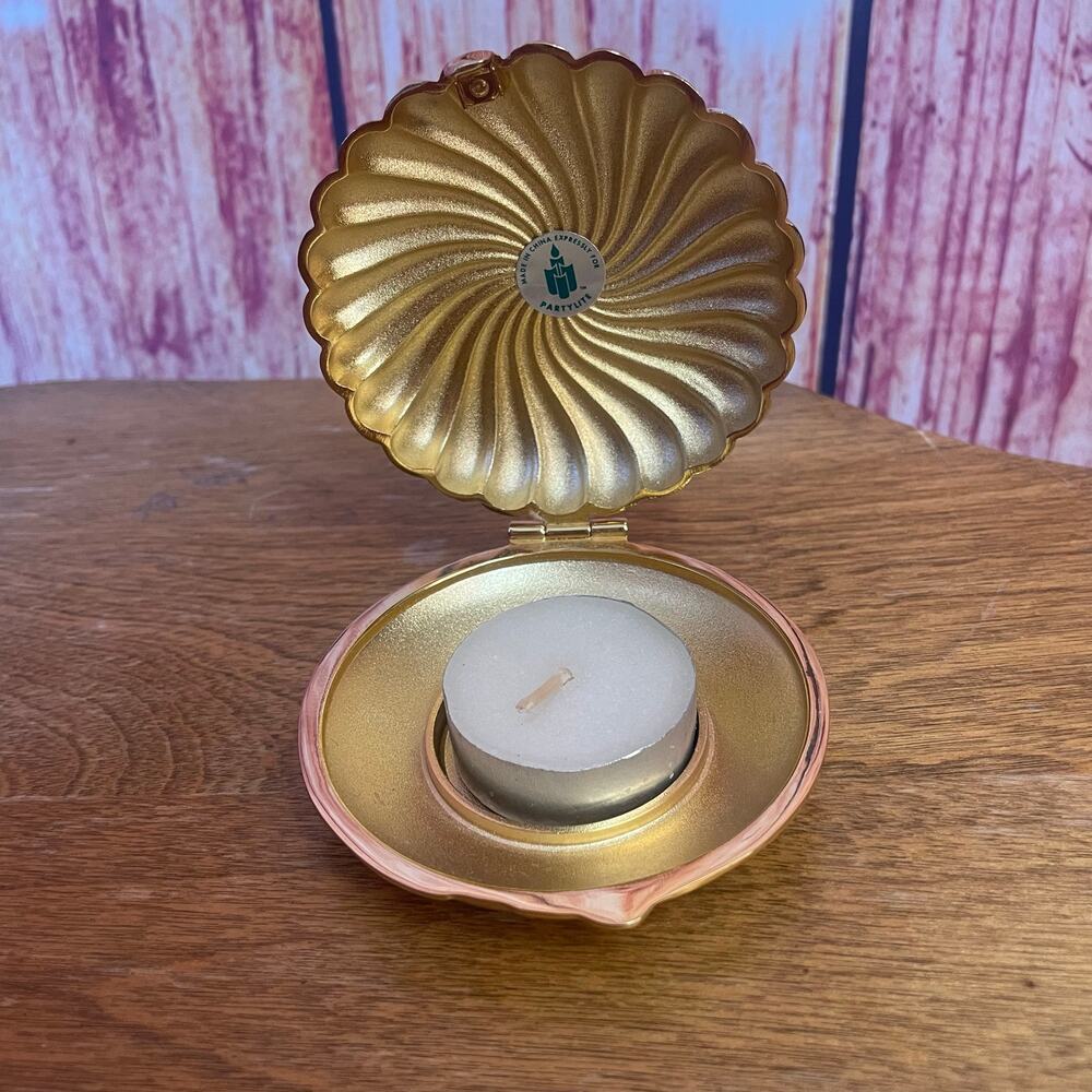 PartyLite Gold Shell Travel Tealight Candle Holder Vintage 1990s - Picture 3 of 3